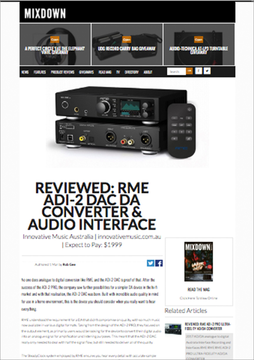 RME ADI-2 DAC review by Mixdown
